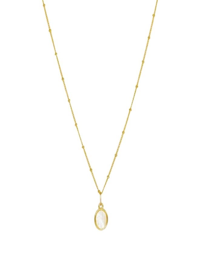 Bauble Cluster Anti Tarnish Jewellery Minimal Oval Shell Pendant with Chain 18k Gold Plated Stainless Steel Necklacr Chain Fancy Stylish Women Fashion Jewellery Accessories Gifts for Girls - Image 1