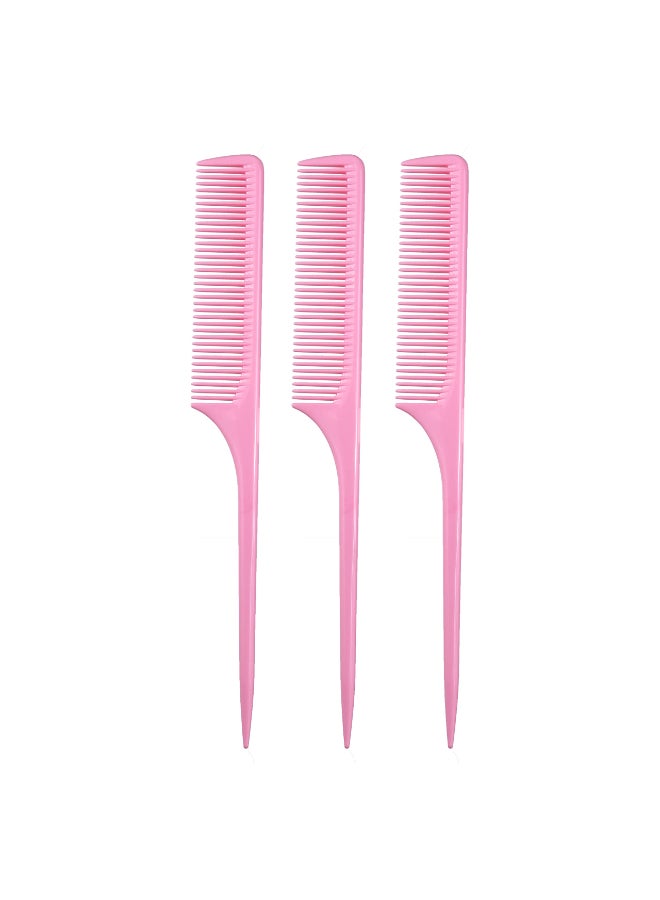 Allegro Combs 61 XL Rat Tail Combs Wide Tooth Comb Detangling Hair Styling Coarse Hair Foiling Thick Back Parting Combs Hairstylist Combs For Women Made In USA 3 Pc Light Pink - Image 2