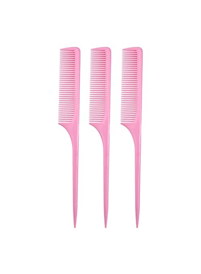 Allegro Combs 61 XL Rat Tail Combs Wide Tooth Comb Detangling Hair Styling Coarse Hair Foiling Thick Back Parting Combs Hairstylist Combs For Women Made In USA 3 Pc Light Pink - Image 1