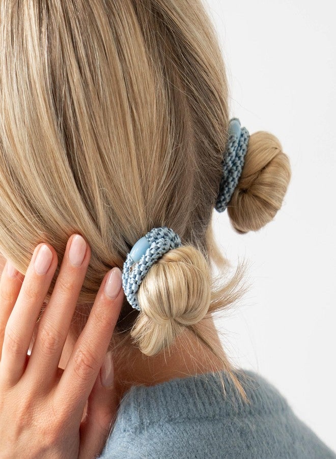 إل.إريكسون ربطات شعر زرقاء وبيضاء للشعر الكثيف، سهلة الحمل، عبوة من 8 ربطات، تصميم كاريبي، ربطات سميكة لا تترك أثراً مع تثبيت قوي، تصميم لا يسبب تلفاً للشعر، ألوان بحرية منعشة | إل. إريكسون - Image 2