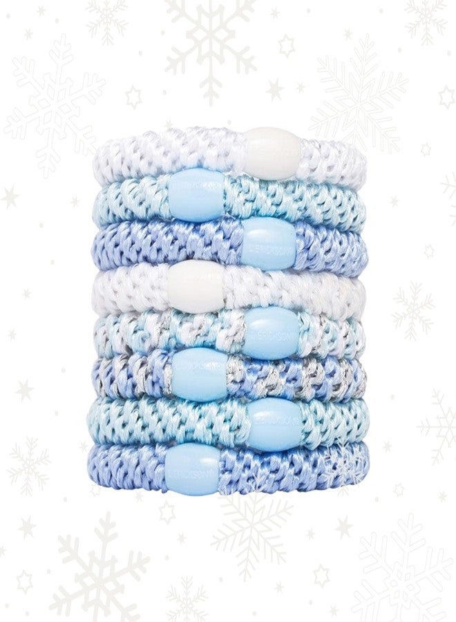 إل.إريكسون ربطات شعر زرقاء وبيضاء للشعر الكثيف، سهلة الحمل، عبوة من 8 ربطات، تصميم كاريبي، ربطات سميكة لا تترك أثراً مع تثبيت قوي، تصميم لا يسبب تلفاً للشعر، ألوان بحرية منعشة | إل. إريكسون - Image 1