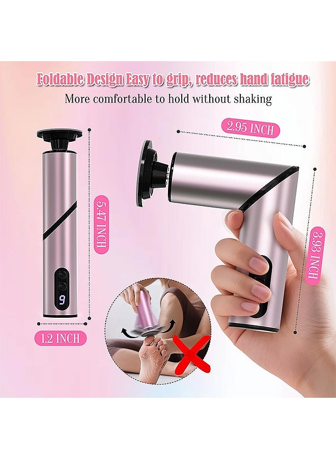 MAANGE 2 in 1 Foldable Electric Foot Callus Remover, 9 Adjustable Speeds Electric Foot File with Replacement Sandpaper Discs and Cylindrical Sanding Papers, for Large Area Callus Removal and Delicate Care (Pink) - Image 2