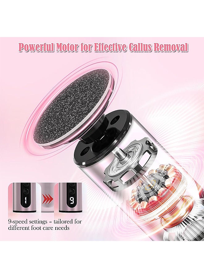 MAANGE 2 in 1 Foldable Electric Foot Callus Remover, 9 Adjustable Speeds Electric Foot File with Replacement Sandpaper Discs and Cylindrical Sanding Papers, for Large Area Callus Removal and Delicate Care (Pink) - Image 4