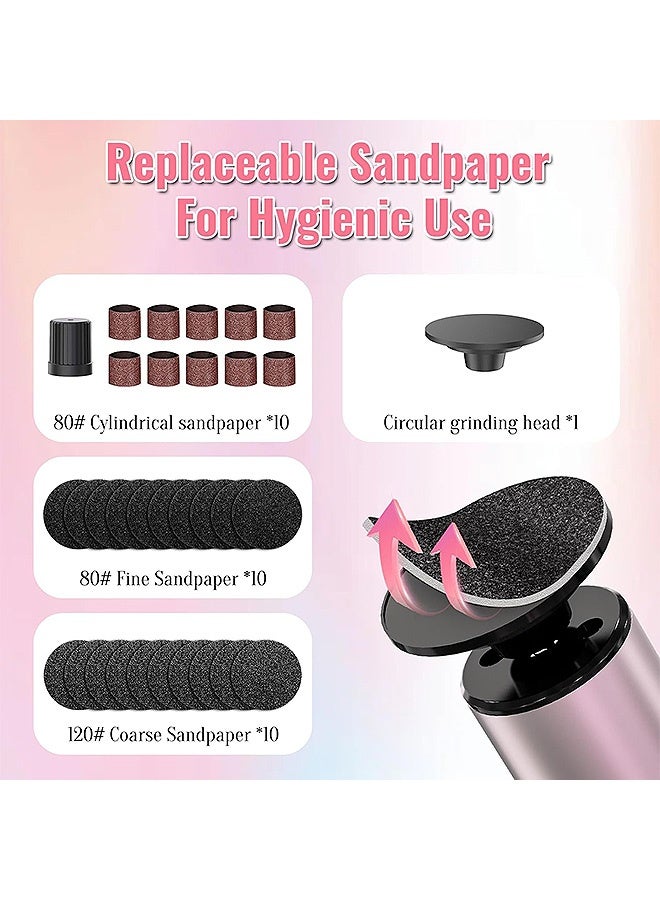 MAANGE 2 in 1 Foldable Electric Foot Callus Remover, 9 Adjustable Speeds Electric Foot File with Replacement Sandpaper Discs and Cylindrical Sanding Papers, for Large Area Callus Removal and Delicate Care (Pink) - Image 3