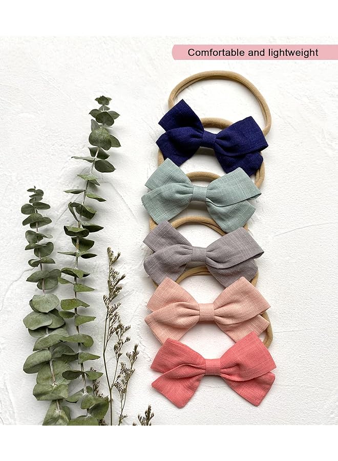 إيروريكس عصابات رأس وربطات شعر للبنات حديثي الولادة، 10 قطع من عصابات الشعر المصنوعة من النايلون المرن للأطفال حديثي الولادة - Image 5