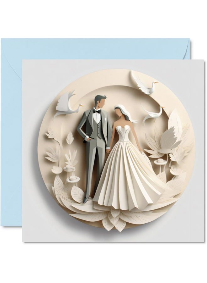 Stuff4 Wedding Cards for Couples (NOT 3D or Pop Up) - The Happy Couple - Congratulations Happy Engagement Gifts, Congrats Well Done Card, 5.7 x 5.7 Inch Marriage Greeting Cards for Couples Fiance Fiancee - Image 1