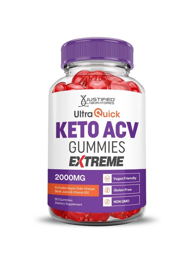 Justified Laboratories Ultra Quick Keto ACV Gummies Extreme 2000MG Ultraquick Keto Gummies Apple Cider Vinegar Formulated with Pomegranate Beet Juice Powder B12 Vegan Non GMO 60 Gummys  - Image 4