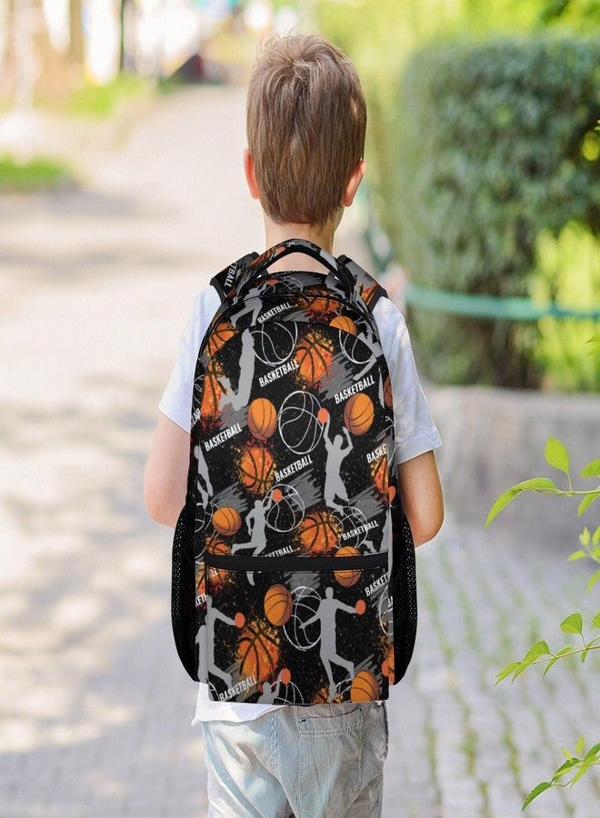 FLEXIMX Basketball Backpack for Boys, 16 Inch Black Backpacks for School, Cute Lightweight Bookbag for Kids - Image 2