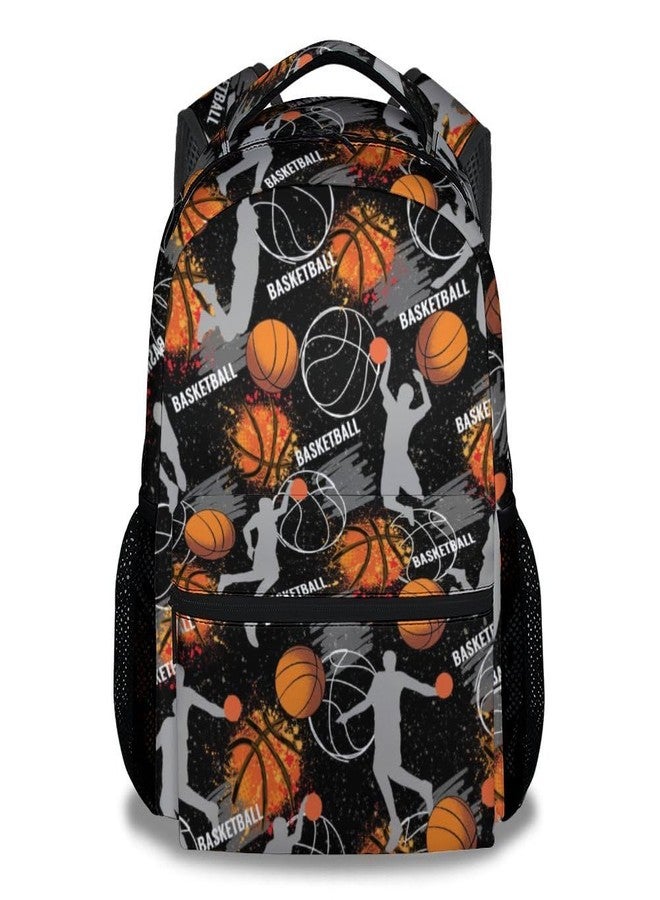 FLEXIMX Basketball Backpack for Boys, 16 Inch Black Backpacks for School, Cute Lightweight Bookbag for Kids - Image 1