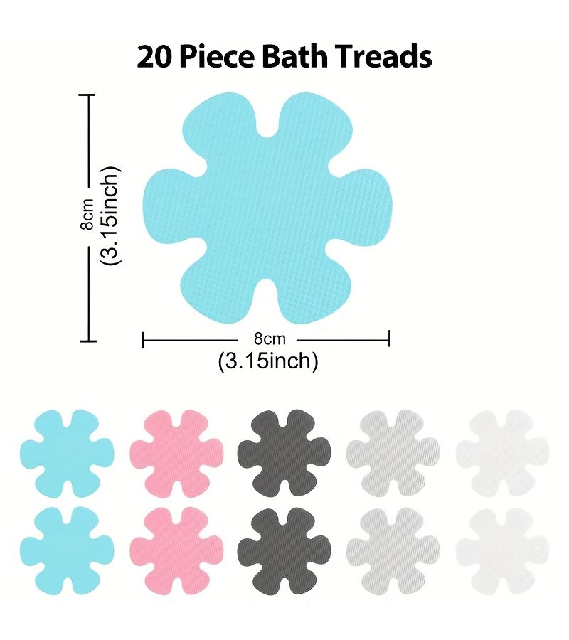 20 White Non Slip Bathroom Stickers Flower Shaped Shower Mat Self Adhesive Anti Slip for Bathtub Tiles Wooden Floors - Image 3