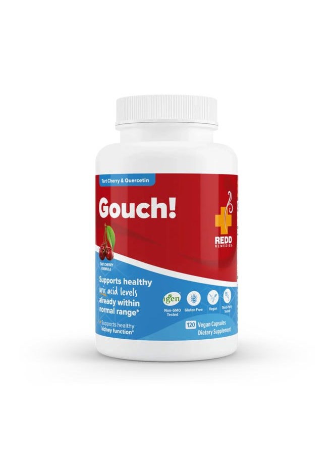 REDD REMEDIES , Gouch!, Supplement Support for Joints and Uric Acid Levels, Encourages a Healthy Inflammatory Response, Tart Cherry & Quercetin, 120 Vegan Capsules  - Image 1
