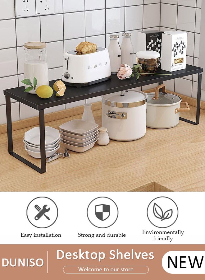 DUNISO منظمات رفوف خزائن المطبخ، حامل ميكروويف، منظم تخزين سطح المطبخ، منظم توابل، منظم خزائن تحت الحوض لمطبخ وحمام - Image 1
