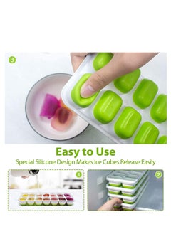 Cool Baby Style COOLBABY Ice Cube Tray 4-Pack Easy-Release Silicone and Flexible 14-Crate Ice Cube Tray with Spill-Proof Removable Lid  - Image 3
