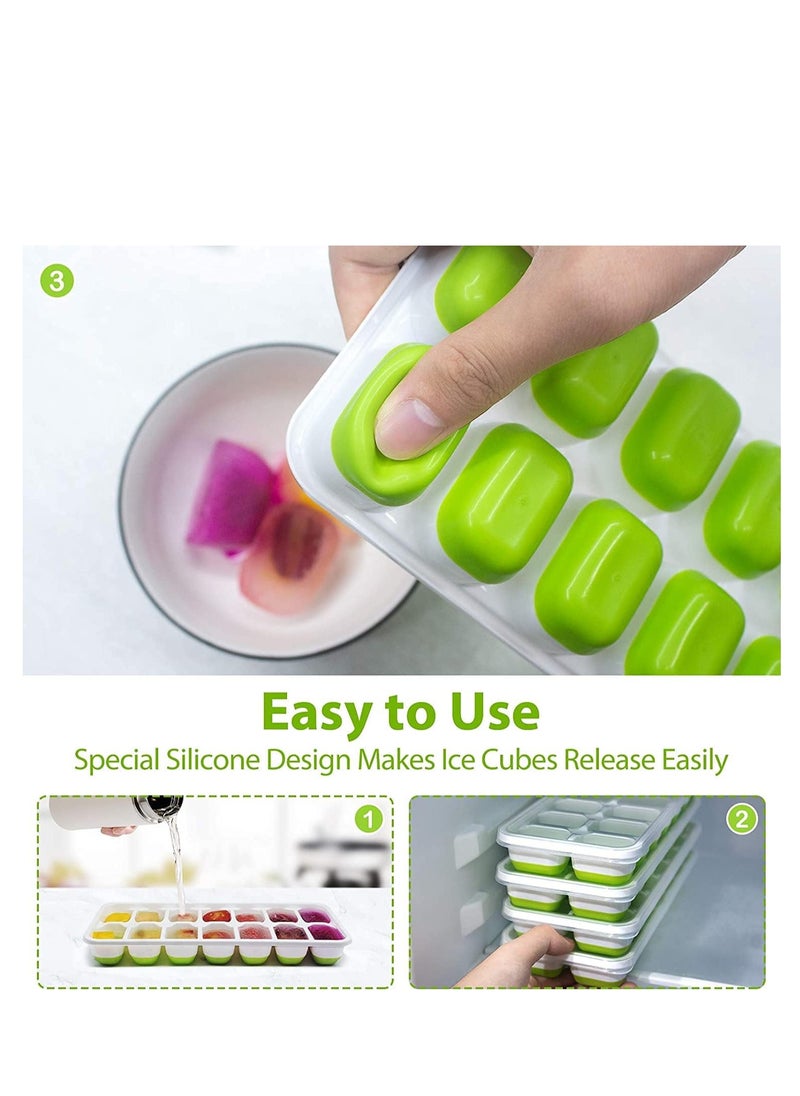 Cool Baby Style COOLBABY Ice Cube Tray 4-Pack Easy-Release Silicone and Flexible 14-Crate Ice Cube Tray with Spill-Proof Removable Lid  - Image 3