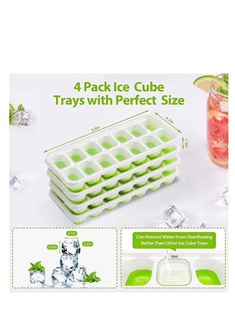 Cool Baby Style COOLBABY Ice Cube Tray 4-Pack Easy-Release Silicone and Flexible 14-Crate Ice Cube Tray with Spill-Proof Removable Lid  - Image 5