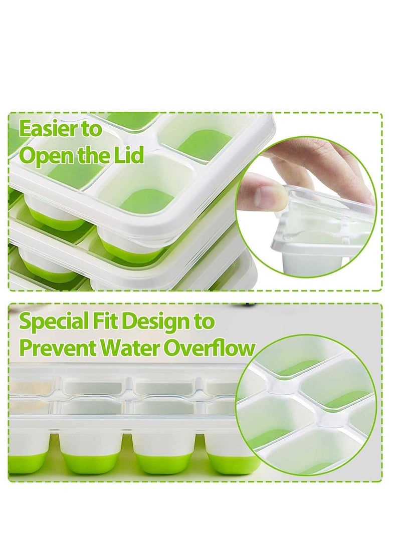 Cool Baby Style COOLBABY Ice Cube Tray 4-Pack Easy-Release Silicone and Flexible 14-Crate Ice Cube Tray with Spill-Proof Removable Lid  - Image 4