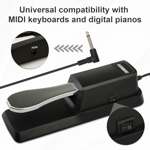 karmiero Sustain Pedal for Keyboard Universal, Premium Sustain Pedal, Piano Pedal for Keyboard with Polarity Switch for MIDI Keyboards, Digital Pianos, Yamaha, Casio and More, 1/4'' Input Plug by karmiero - Image 4