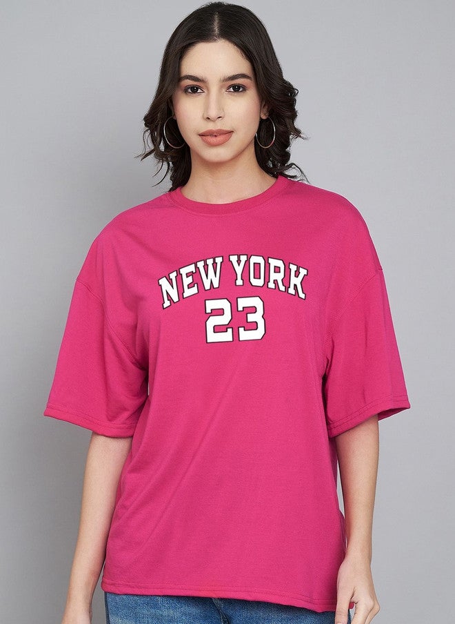 Trend Level Women Typography Printed Drop-Shoulder Sleeves T-shirt - Image 1