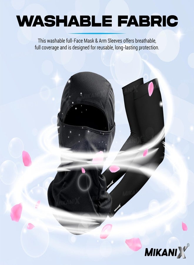 MIKANIX Unisex Full Face Mask | Balaclava Black + Hand Protective Syntetic Arm Sleeve for Bikers Riders, Cyclists and Outdoor Workers to Protect from Dust and UV Rays - Image 5