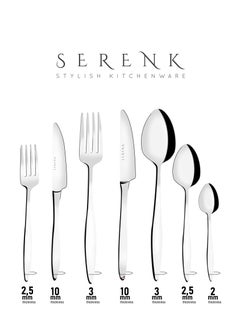 Serenk 42 Piece Stainless Steel Cutlery Set, 6pc Table Spoon 6pc Table Fork 6pc Table Knife 6pc Dessert Spoon 6pc Dessert Fork 6pc Dessert Knife 6pc Teaspoon Set, Mirror Polished, Flatware Silverware Set For Home Restaurant Hotel, Dinner Tableware Utensils, Dishwasher Safe, Serenk Milan Series  - Image 4