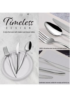 Serenk 42 Piece Stainless Steel Cutlery Set, 6pc Table Spoon 6pc Table Fork 6pc Table Knife 6pc Dessert Spoon 6pc Dessert Fork 6pc Dessert Knife 6pc Teaspoon Set, Mirror Polished, Flatware Silverware Set For Home Restaurant Hotel, Dinner Tableware Utensils, Dishwasher Safe, Serenk Milan Series  - Image 5
