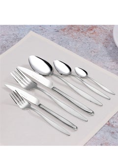 Serenk 42 Piece Stainless Steel Cutlery Set, 6pc Table Spoon 6pc Table Fork 6pc Table Knife 6pc Dessert Spoon 6pc Dessert Fork 6pc Dessert Knife 6pc Teaspoon Set, Mirror Polished, Flatware Silverware Set For Home Restaurant Hotel, Dinner Tableware Utensils, Dishwasher Safe, Serenk Milan Series  - Image 2