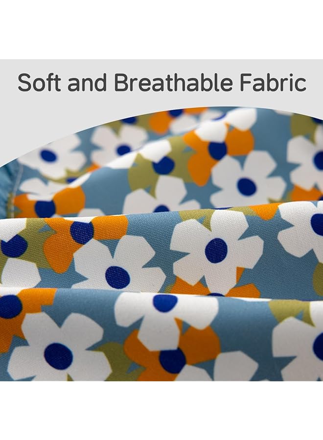 ECVV 2Pcs Ruffle Baby Bibs Mess Proof Infant Feeding Bibs With Food Catcher Waterproof Cute Flower Pattern Baby Smock Bib For Toddlers One Size - Image 3