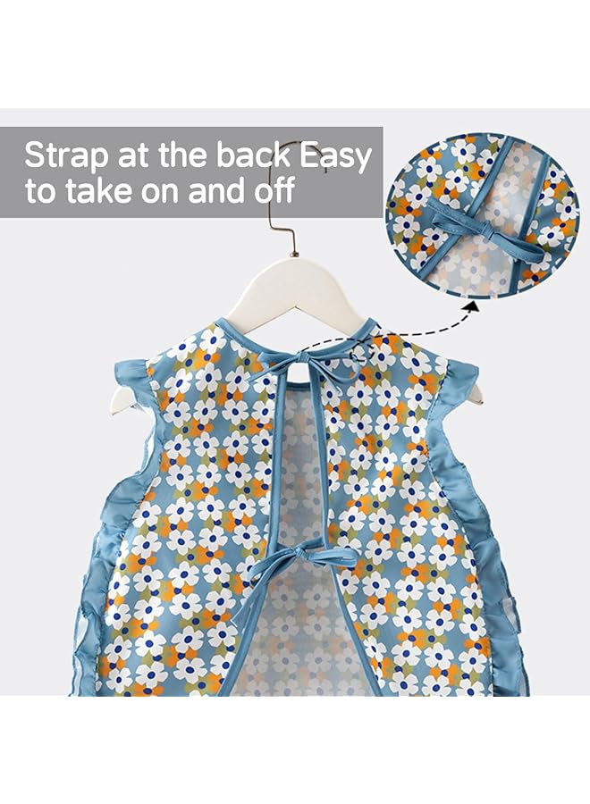 ECVV 2Pcs Ruffle Baby Bibs Mess Proof Infant Feeding Bibs With Food Catcher Waterproof Cute Flower Pattern Baby Smock Bib For Toddlers One Size - Image 2