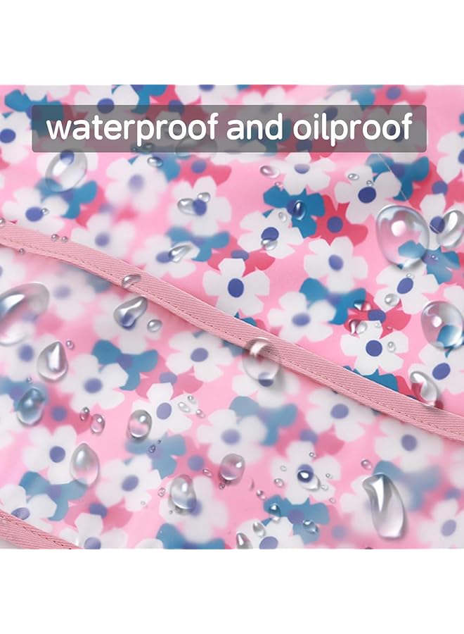 ECVV 2Pcs Ruffle Baby Bibs Mess Proof Infant Feeding Bibs With Food Catcher Waterproof Cute Flower Pattern Baby Smock Bib For Toddlers One Size - Image 4