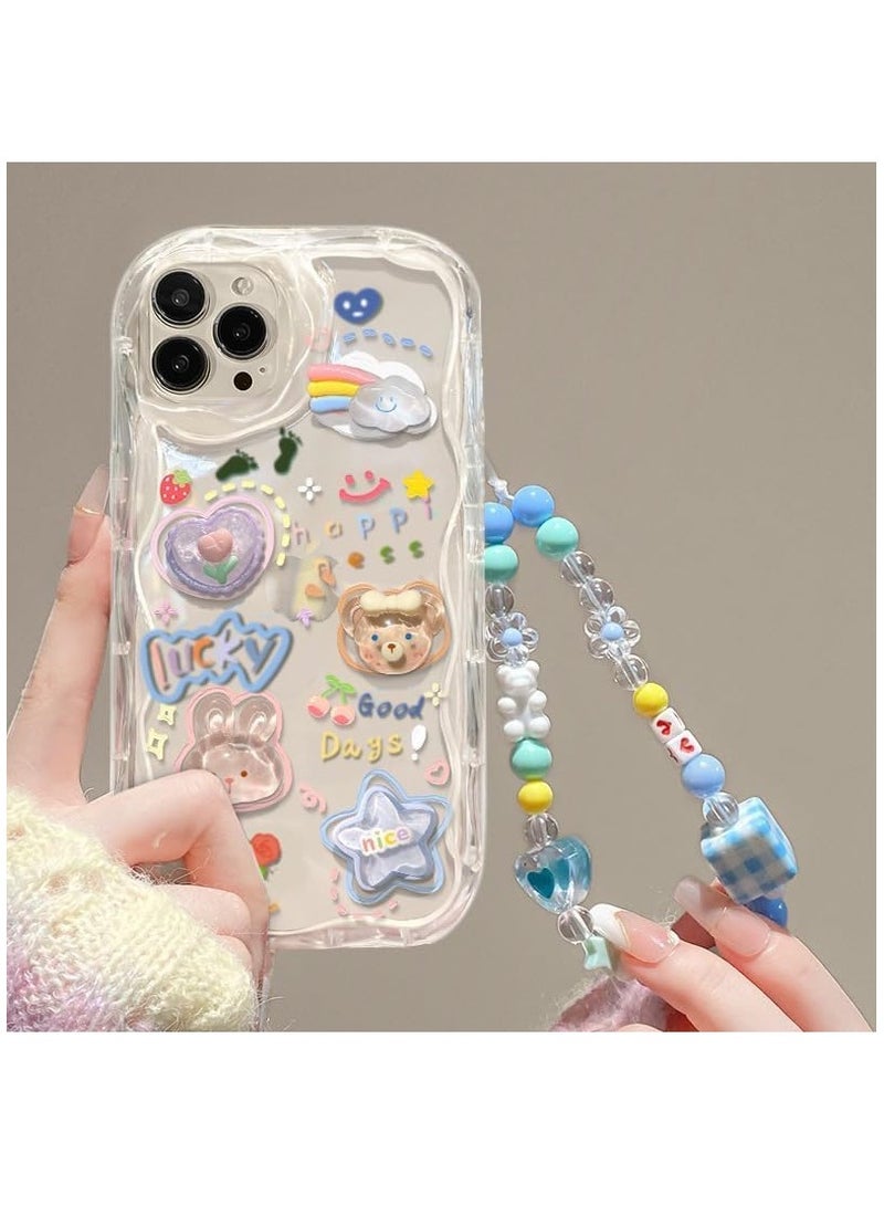 SYOSI Cute Phone Case for iPhone 15 pro max Teens Case with Cute Clear 3D Bear Floral Aesthetic Phone Case with Lovely Bear Heart Charm Phone Case Girly Woman - Image 1