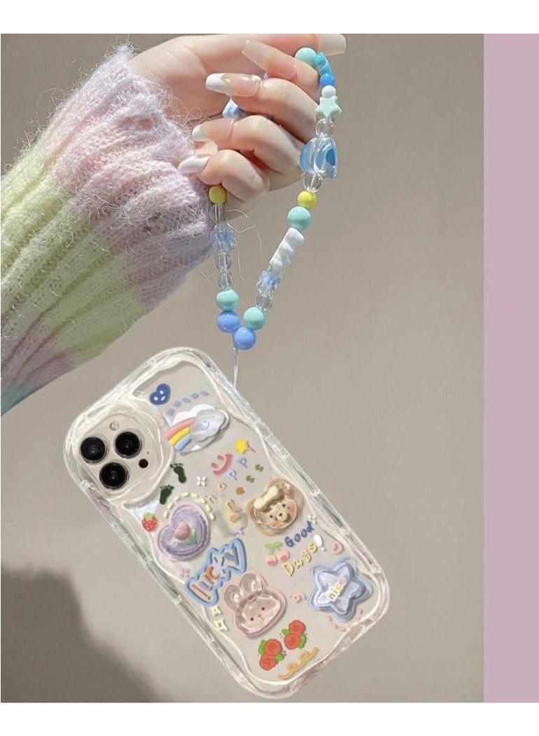 SYOSI Cute Phone Case for iPhone 15 pro max Teens Case with Cute Clear 3D Bear Floral Aesthetic Phone Case with Lovely Bear Heart Charm Phone Case Girly Woman - Image 4