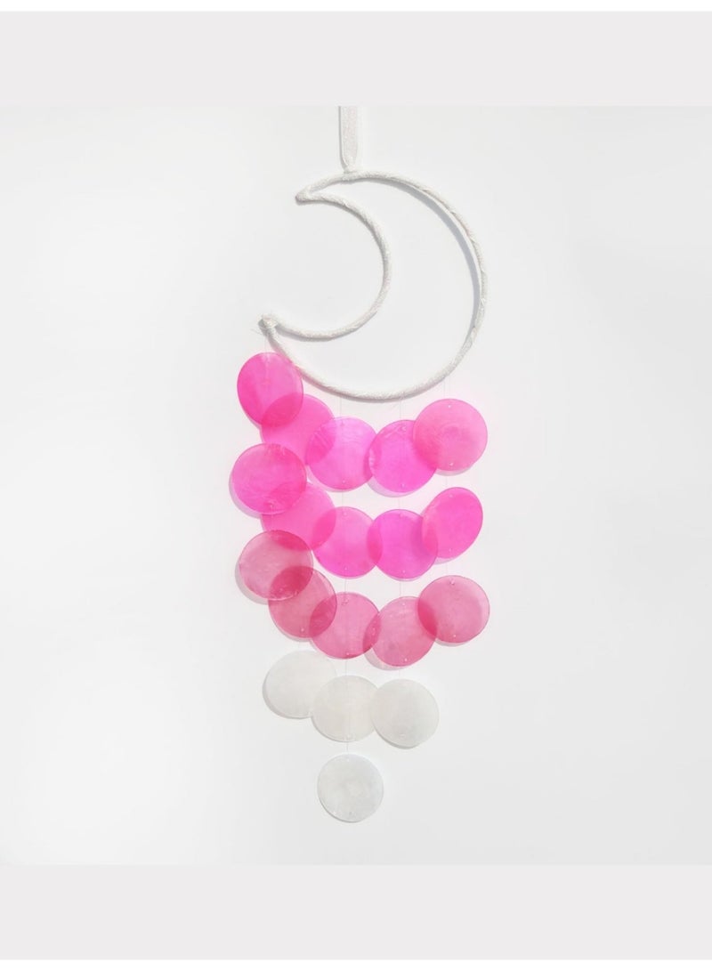 بي إس أجراس رياح كابيز الفريدة | ماسك أحلام قمري صغير جميل للخارج | شلالات يدوية الصنع بصوت هادئ | أجراس رياح معلقة على الشاطئ والساحل والمحيط | لحديقة الفناء الصيفية (وردي) - Image 1