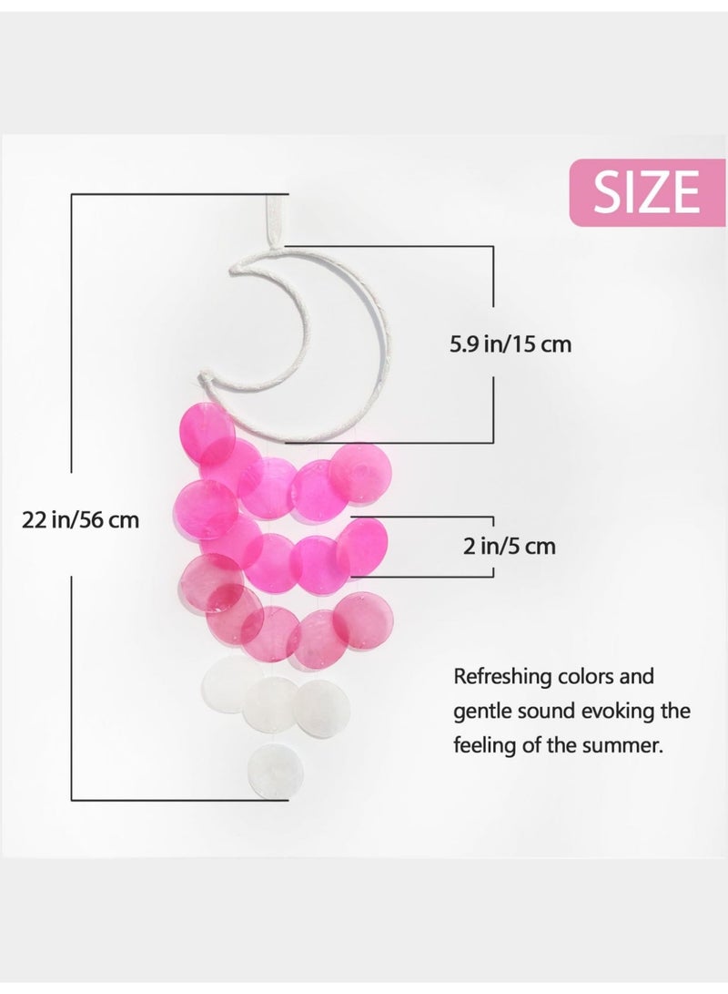 بي إس أجراس رياح كابيز الفريدة | ماسك أحلام قمري صغير جميل للخارج | شلالات يدوية الصنع بصوت هادئ | أجراس رياح معلقة على الشاطئ والساحل والمحيط | لحديقة الفناء الصيفية (وردي) - Image 2