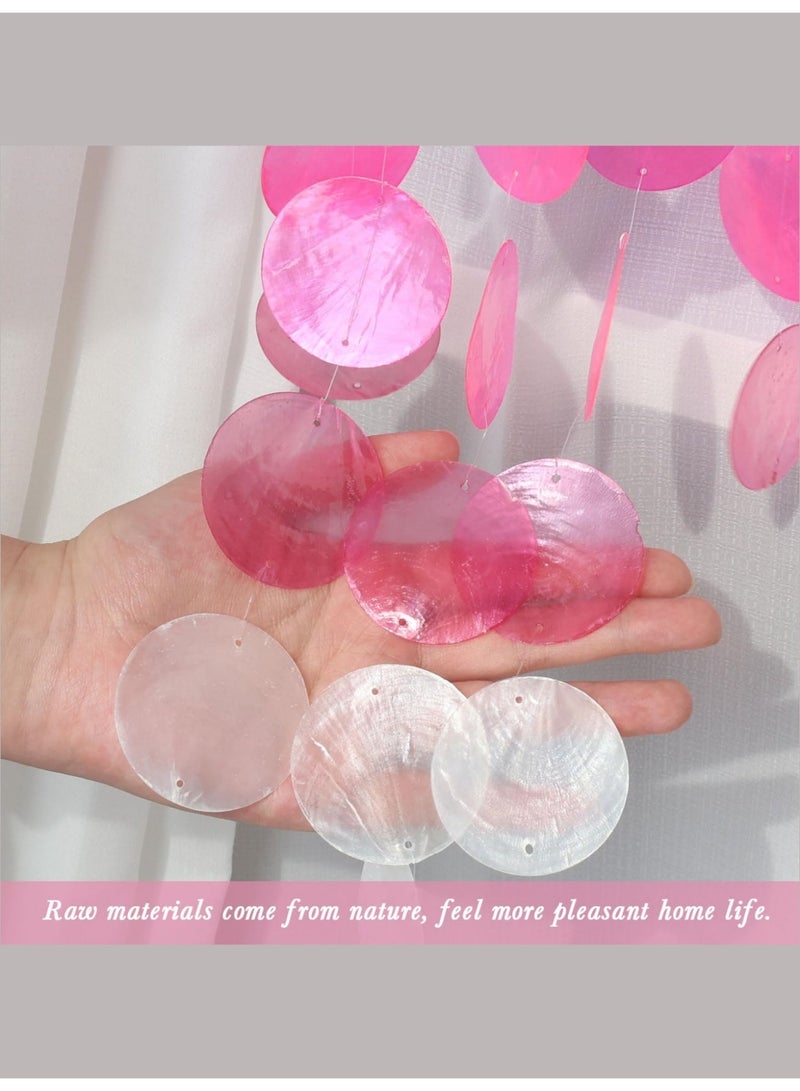 بي إس أجراس رياح كابيز الفريدة | ماسك أحلام قمري صغير جميل للخارج | شلالات يدوية الصنع بصوت هادئ | أجراس رياح معلقة على الشاطئ والساحل والمحيط | لحديقة الفناء الصيفية (وردي) - Image 4