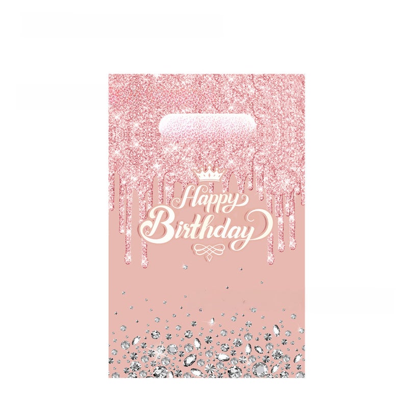 Pink Lotus Rose Gold Diamond Party Tableware Set Gift Bag 1P-Pink Diamond Birthday 