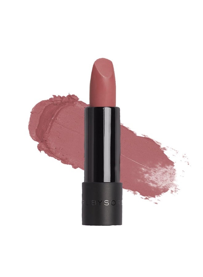 Ruby's Organics Semi-Matte Lipstick for Women All Indian Tones- Highly Pigmented, Moisturizing, Non Drying, Lightweight and Long Lasting- Lip Makeup, Synthetic Chemical Free - Nuddy Intense, 3.7g - Image 1
