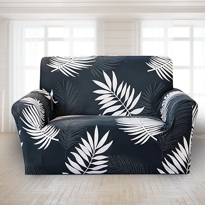 ABOUT SPACE Sofa Cover ElasticityStretchable Flexible Polyester Slipcover Easy Machine Washable Couch Covers Suitable for Living RoomHome Office2 Seater145185 cm Black White - Image 4