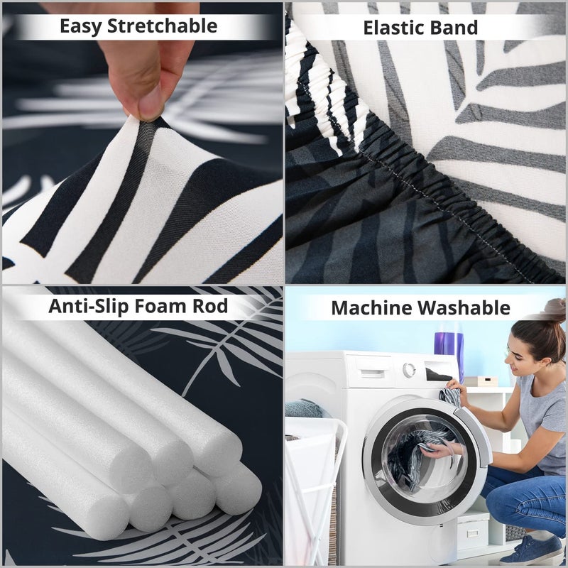 ABOUT SPACE Sofa Cover ElasticityStretchable Flexible Polyester Slipcover Easy Machine Washable Couch Covers Suitable for Living RoomHome Office2 Seater145185 cm Black White - Image 3