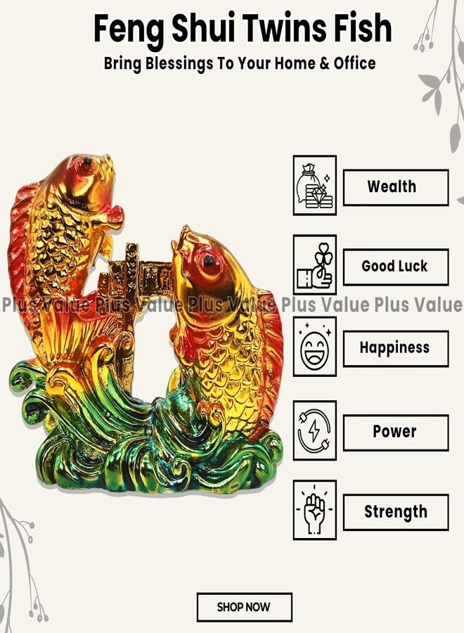 Plus Value Feng Shui Double Twin Fish (3cm x 8cm x 7.5cm Approx Weight - 90 Grams Approx, Multicolour), - Image 2