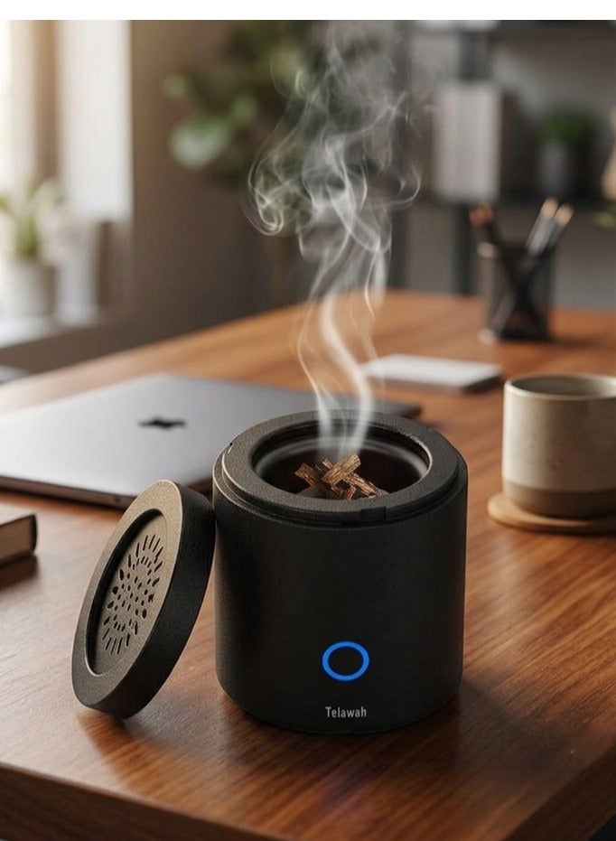 Telawah Portable Electric Bakhoor Burner, Mini Charcoal Incense Holder for Travel, Car, Home and Office | USB Rechargeable Bakhoor Incense Burner - Image 3
