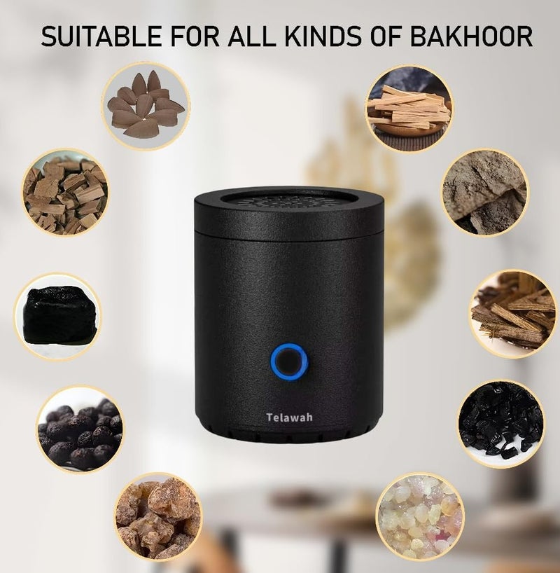 Telawah Portable Electric Bakhoor Burner, Mini Charcoal Incense Holder for Travel, Car, Home and Office | USB Rechargeable Bakhoor Incense Burner - Image 5