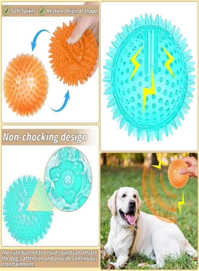 UZLU 18 Pcs 3.5 in Squeaky Dog Toy Balls Dog Chew Toy for Teething Durable High Bounce TPR Fetch Spike Balls 9 Colors Water Toy for Small Medium Large Dog Aggressive Chewers Clean Teeth and Training - Image 4
