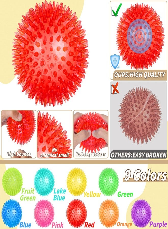 UZLU 18 Pcs 3.5 in Squeaky Dog Toy Balls Dog Chew Toy for Teething Durable High Bounce TPR Fetch Spike Balls 9 Colors Water Toy for Small Medium Large Dog Aggressive Chewers Clean Teeth and Training - Image 3