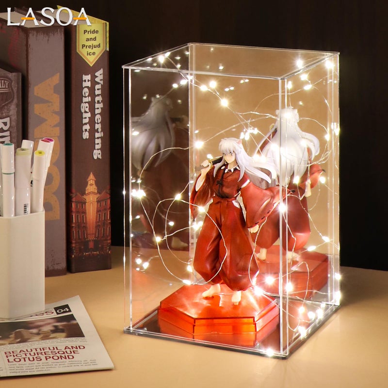 LASOA Acrylic Display Case for Collectibles â€“ Clear Display Box with Mirrored Back and Base, Self-Assembly Showcase for Figurines, Models, and Memorabilia, 10x10x14inch - Image 2