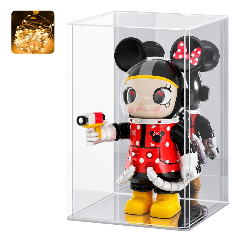 LASOA Acrylic Display Case for Collectibles â€“ Clear Display Box with Mirrored Back and Base, Self-Assembly Showcase for Figurines, Models, and Memorabilia, 10x10x14inch - Image 1