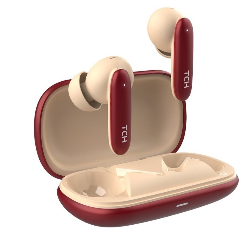 TCH L20 Wireless Earbuds Cherry, Bluetooth 5.4, ANC 28dB, ENC Dual Mic, 55ms Low Latency, 30H Total Playtime, 13mm Drivers, Type-C Fast Charging, IPX4 - Image 2