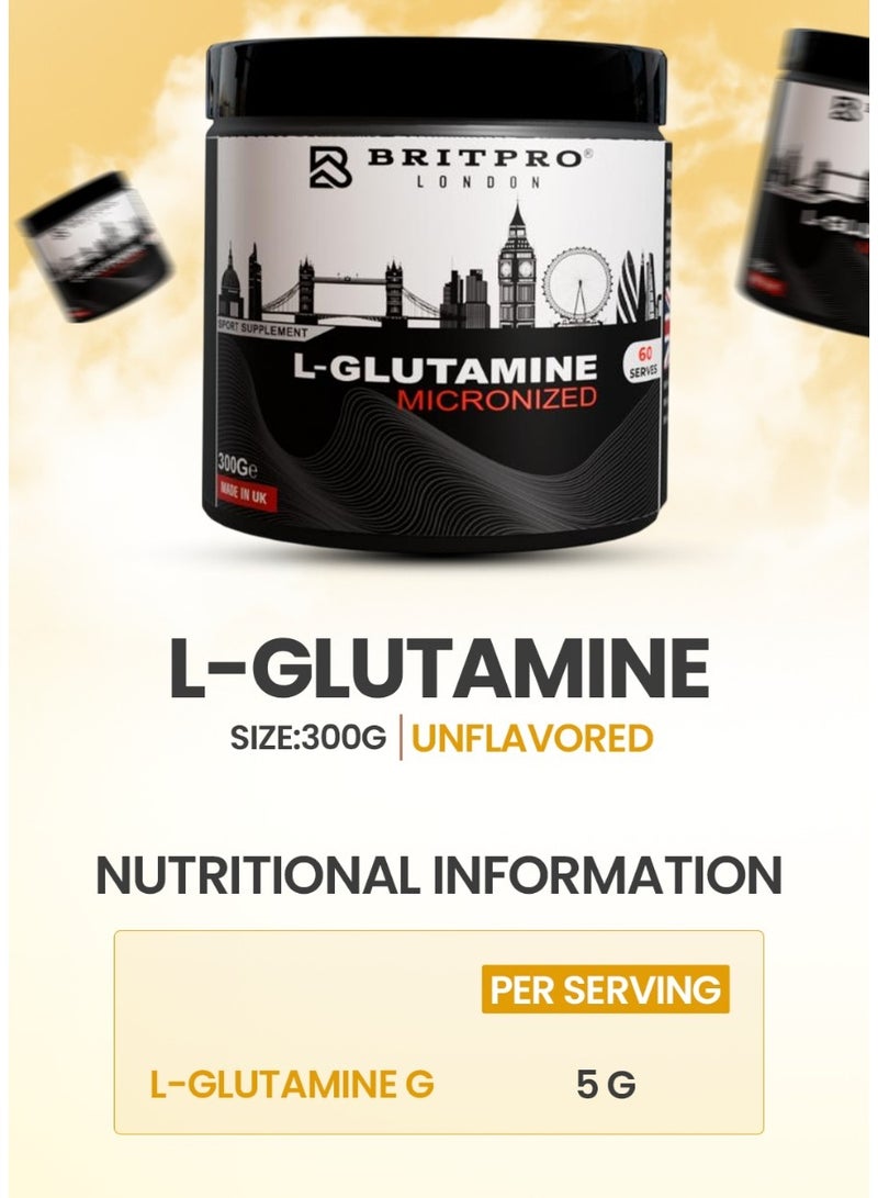 Britpro - L-Glutamine, 300g - Micronised - Supports Immune System & Recovery - Supports Muscle Repair, Gut Function & Faster Tissue Repair - Post Workout Nutrition - Made in The UK - Image 2