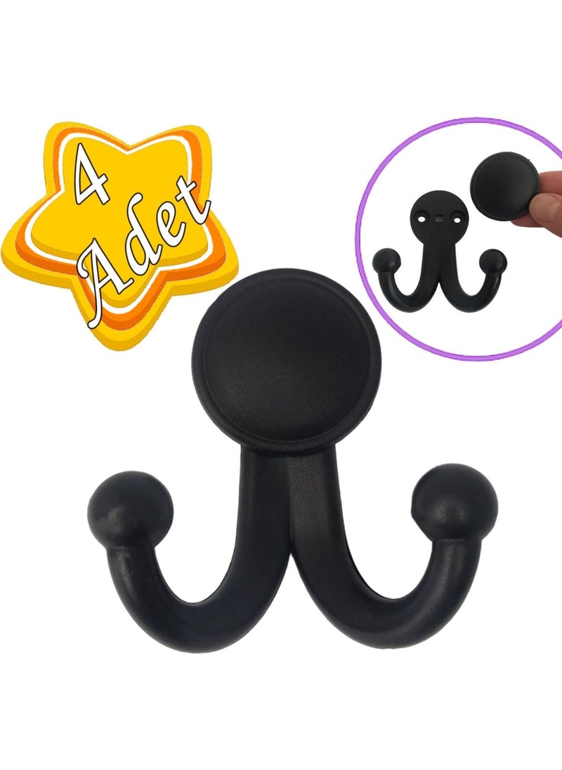 Glaswen 4 Pieces Karagül Black Hanger Coat Rack Bathroom Closet Clothes Hanger Hard Plastic  - Image 1