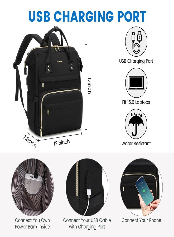 LOVEVOOK Laptop Backpack for Women Teacher Backpack Nurse Bag, Fashion Waterproof Backpack Purse for Women, Durable Daypack for Work, Fits 15.6 Inch Laptop Bag, Z-black, 15.6 Inch - Image 4