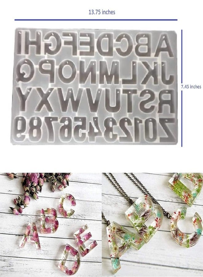 Aparonz Silicone Letter Molds for Resin, Backward Resin Casting Big Alphabet Number Molds, Reusable Epoxy Molds for DIY Keychain Pendant Earring Chololate Cake (Alphabet Mold with Hole) - Image 2